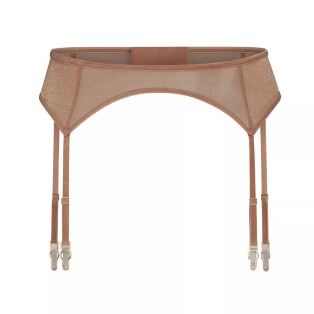 SKIMS NWT Sheer Sexy Glissenette Garter Belt In Sienna Nude